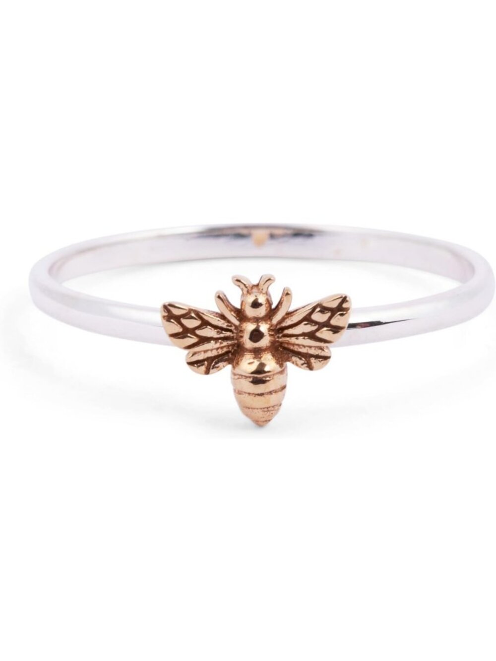 Modern Insect Theme Stackable Ring - Sterling Silver & Bronze Jewelry Gift for